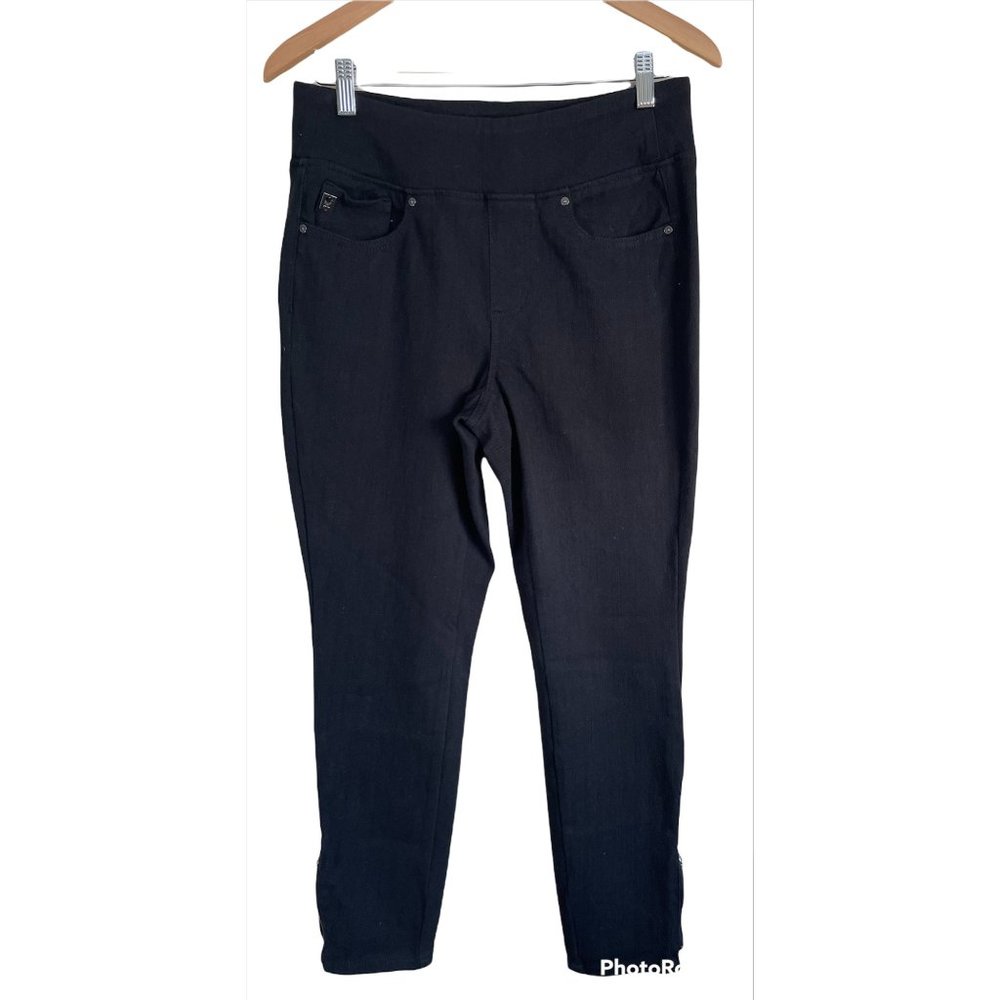 Belle By Kim Gravel Ankle Zip Moto Enhanced Silhouette Stretch Jegging Pants